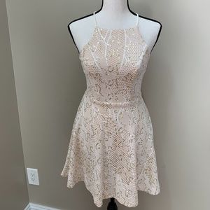 Formal Glitter Lace Halter Dress